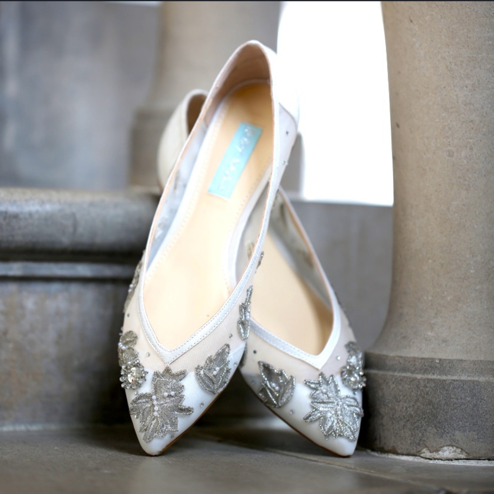 Betsey Johnson “Adele” Beaded Flats – Size 8 – Like New Wedding Bridal Shoes